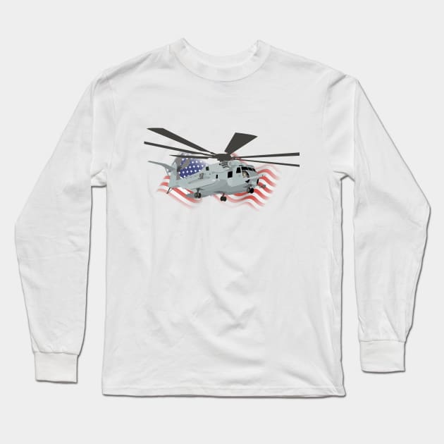 Military CH-53E Helicopter Long Sleeve T-Shirt by NorseTech